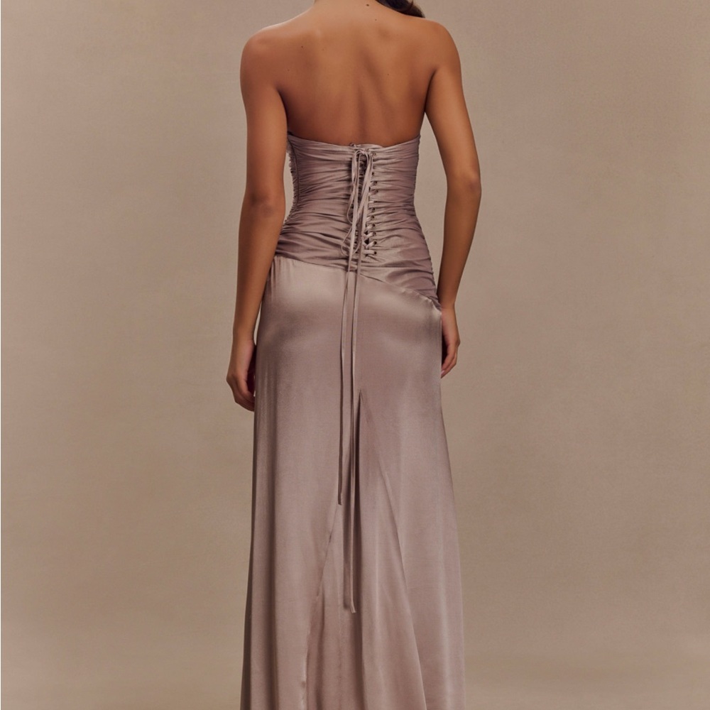 Meshki Serena Strapless Tafetta Maxi Dress - Bronze Taupe - Picture 2 of 4